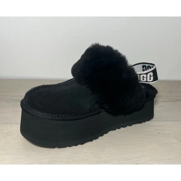 UGG Funkette Women’s Black Fluff Platform Shoes SZ 9 - Picture 6 of 9